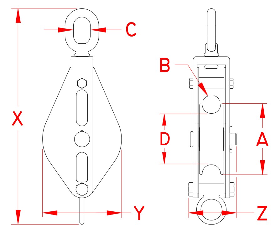 Stainless Steel Swivel Eye Block, S0423-E075, S0423-E100, S0423-E125